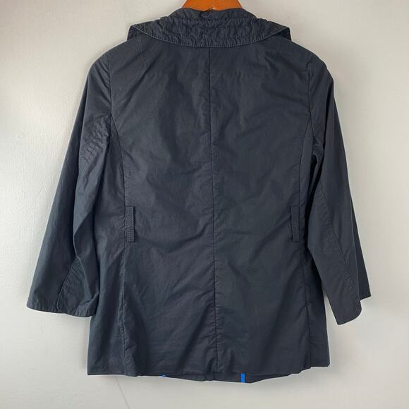 J Crew Navy Lightweight Button Up Hooded Jacket Size 2 - Picture 3 of 5